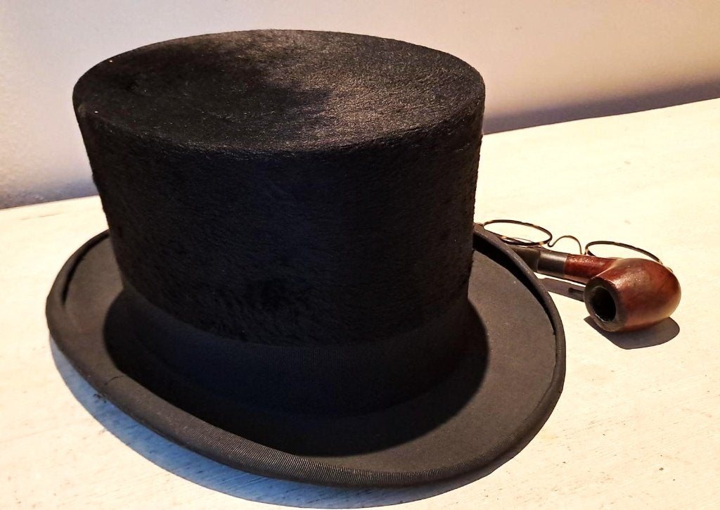 Antieke hoge hoed | top hat | cilinderhoed (54), Ophalen, Heren