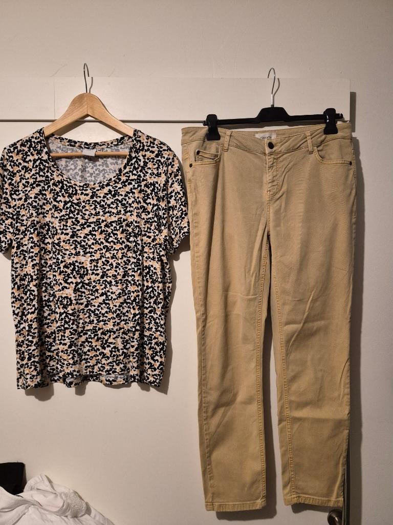 Cartoon broek jeans maat 44 + tshirt ichi maat xxl 44 46, Cartoon, Beige, Maat 42/44 (L), Ophalen of Verzenden