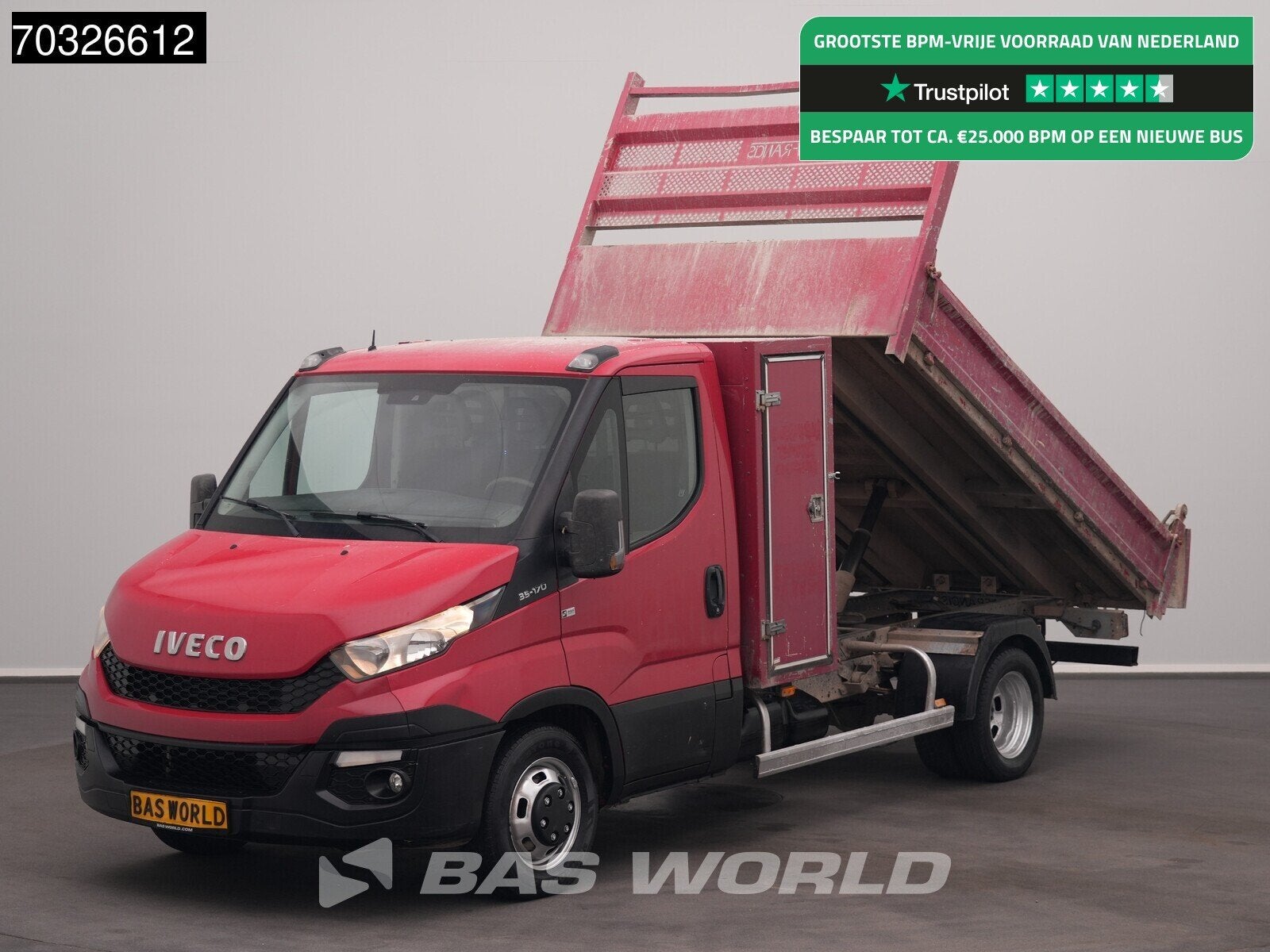 Iveco Daily 35C17 3.0L Kipper met Kist Dubbellucht Airco Cru, Auto's, Euro 5, Stof, Gebruikt, 4 cilinders