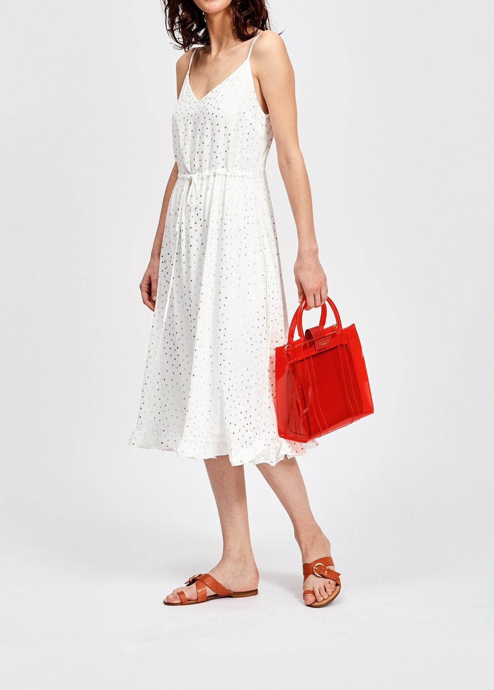 ESSENTIEL ANTWERP wit/zilveren polkadot dress maat 36 ZGAN, Wit, Ophalen of Verzenden, Zo goed als nieuw, Maat 36 (S)