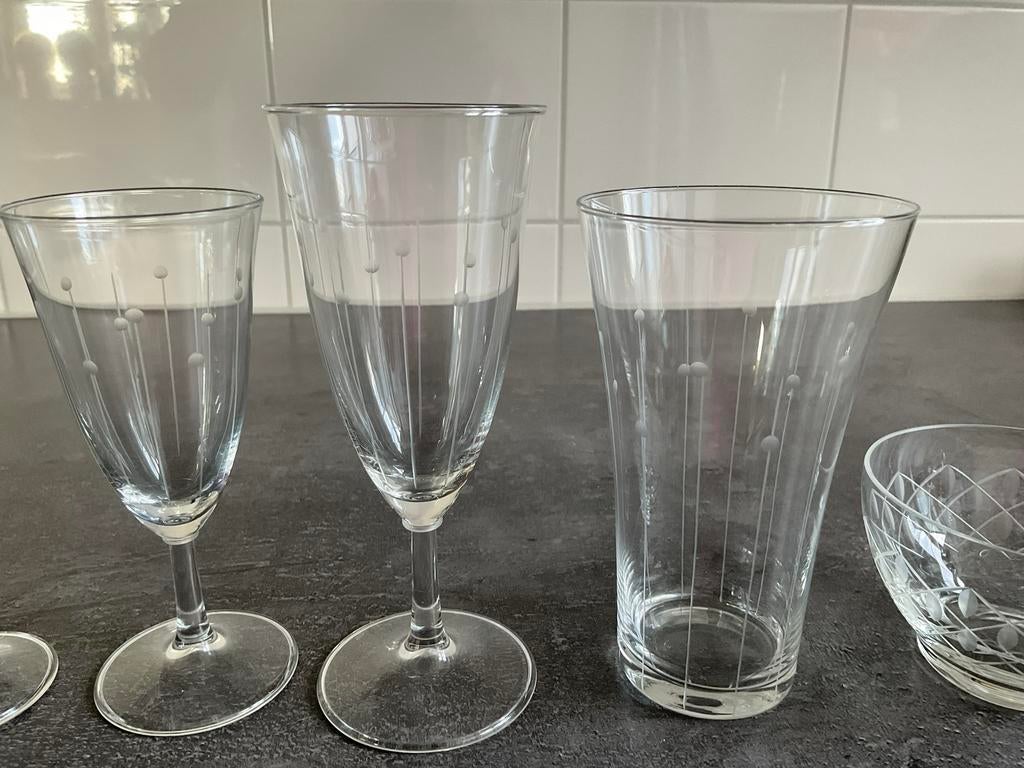 21-delig glasservies uit de jaren ‘60, Huis en Inrichting, Glas of Glazen, Ophalen of Verzenden, Overige stijlen, Glas