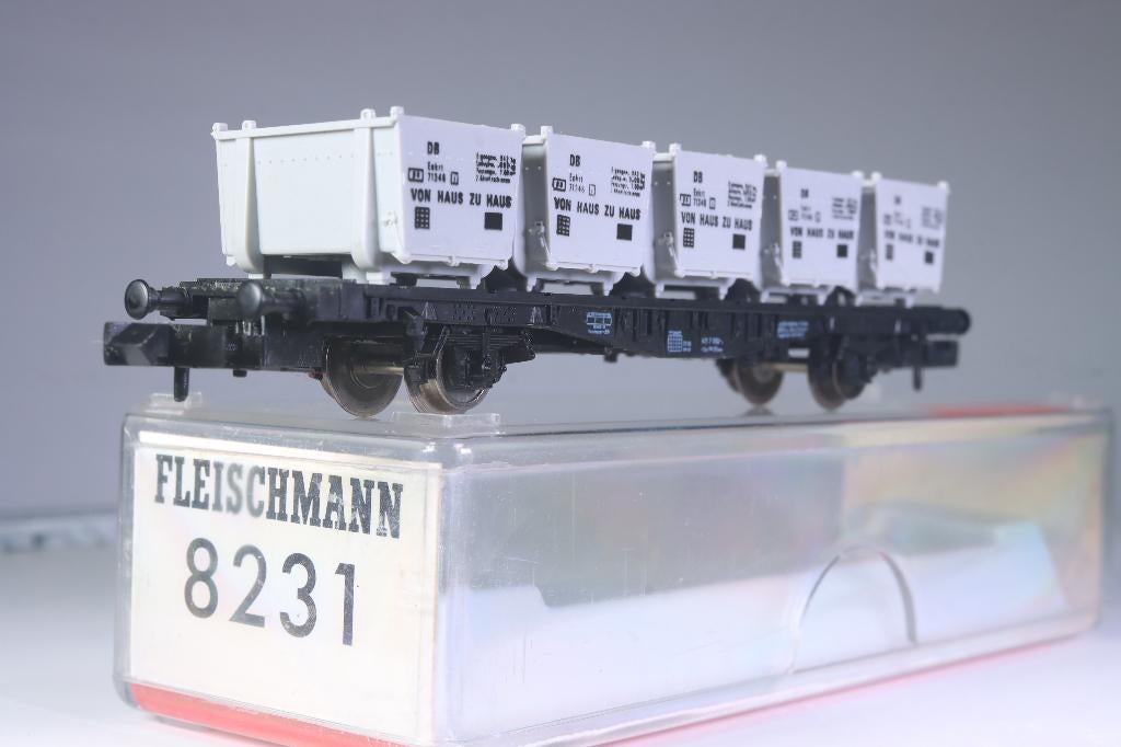 Draagwagon type Lbs met 5 vHzH-containers, DB, Gebruikt, Gelijkstroom, Fleischmann, Wagon