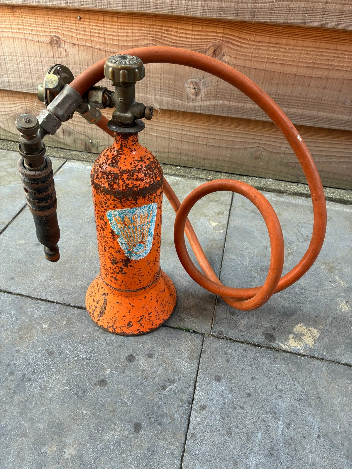 Vulbare gasfles met brander en slang, Ophalen of Verzenden, Gebruikt