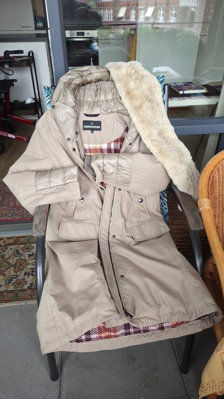 Creenstone damesjas Parka met afneembare bontkraag, Verzenden, Beige, Creenstone, Maat 42/44 (L)
