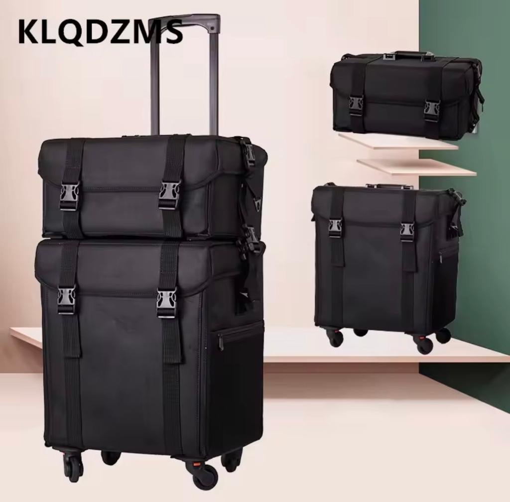 Professionele Zwarte Make-up Trolley met Slot, Ophalen, Gebruikt, Zwart, Met slot