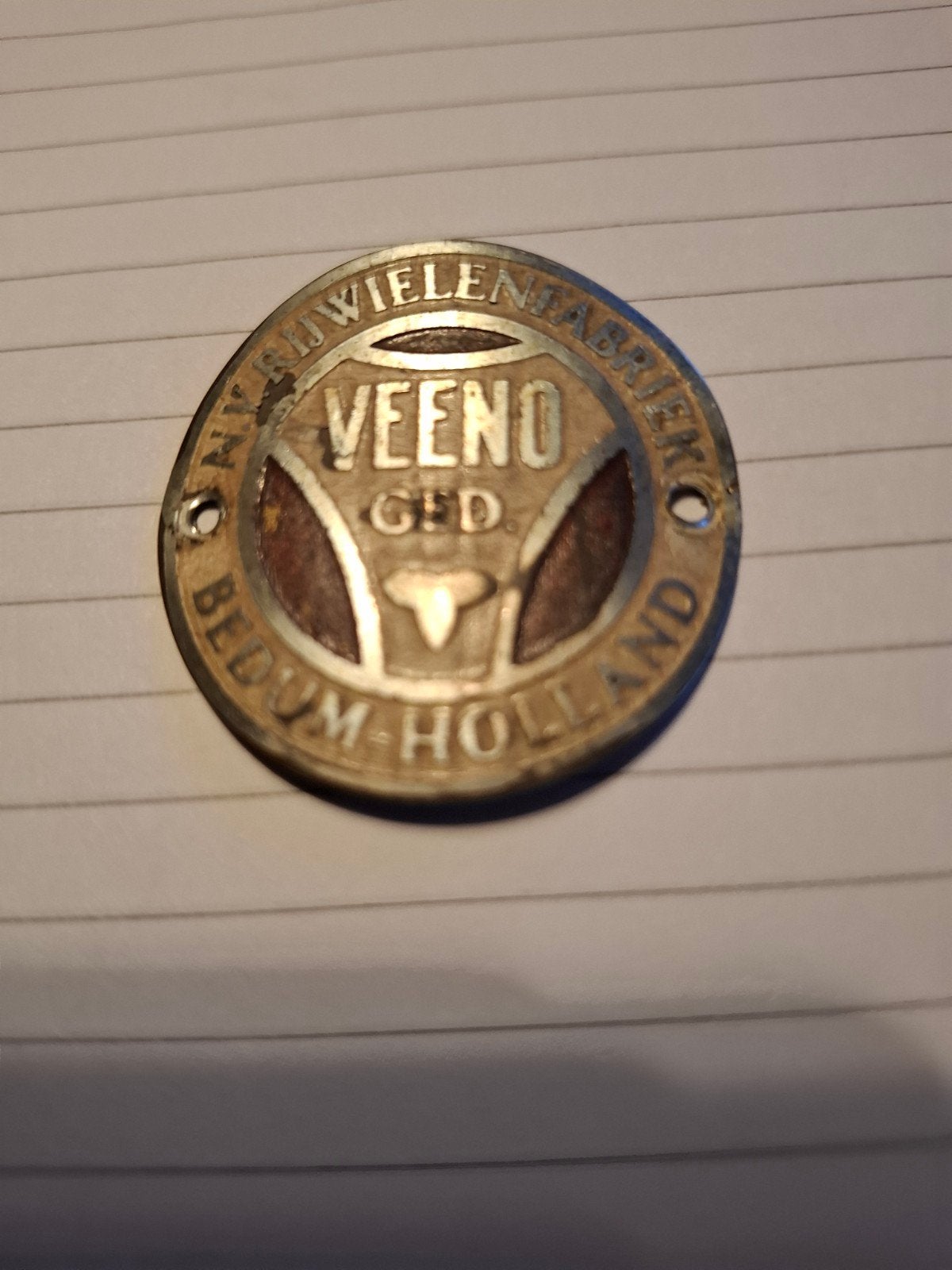 Vintage Veeno Rijwielfabriek Bedum Holland Fietsplaatje, Fietsen en Brommers, Ophalen of Verzenden, Veeno Rijwielfabriek, Jaren '20 of ouder