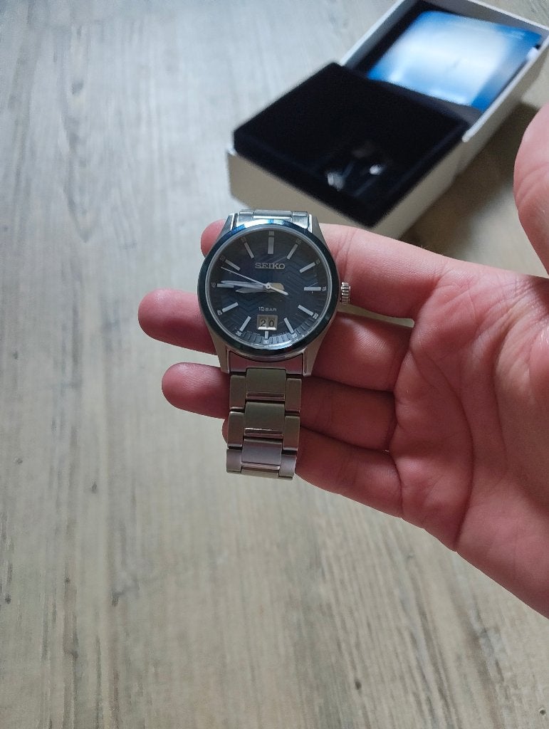 Seiko Polshorloge met doos en papieren, Gebruikt, Staal, Polshorloge, Ophalen of Verzenden