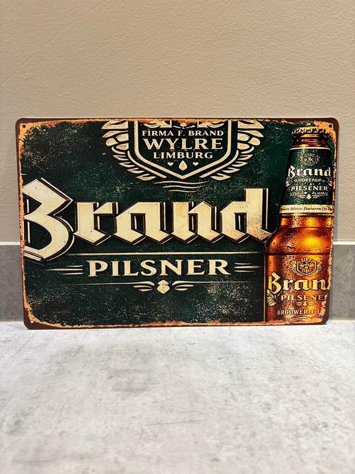 Mancave Bar Café Wanddecoratie metalen bordje Brand Pilsner, Ophalen of Verzenden, Zo goed als nieuw, Reclamebord, Plaat of Schild