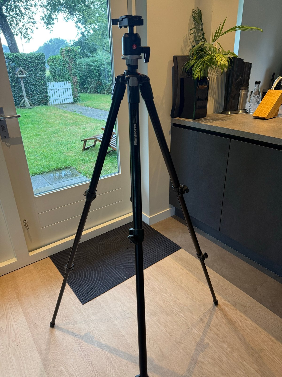 Manfrotto 055XDB statief met 486RC2 balhoofd, Gebruikt, 150 tot 175 cm, Manfrotto, Met balhoofd