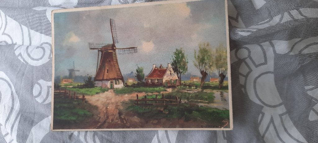 Kaart aquarel molen/polderlandschap, Ophalen of Verzenden, 1960 tot 1980, Ongelopen, Cultuur en Media