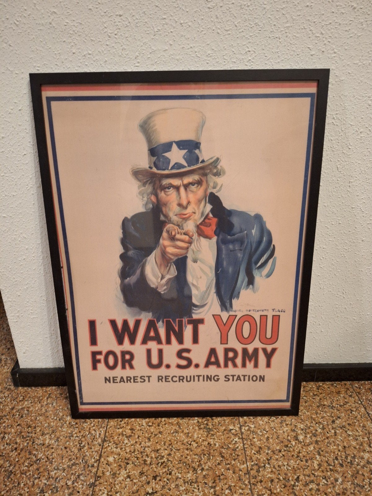Ingelijste Uncle Sam 'I Want You' poster, Verzamelen, Ophalen, Met lijst, A1 t/m A3, Overige onderwerpen