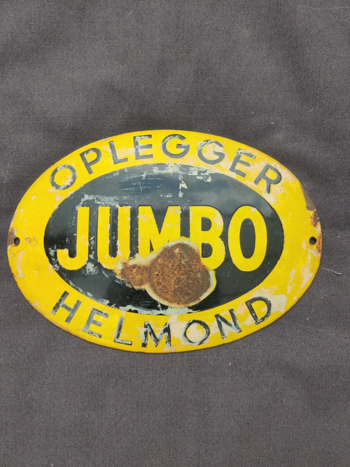 Origineel Oud Emaille Bord JUMBO Oplegger Helmond, Verzenden, Overige typen