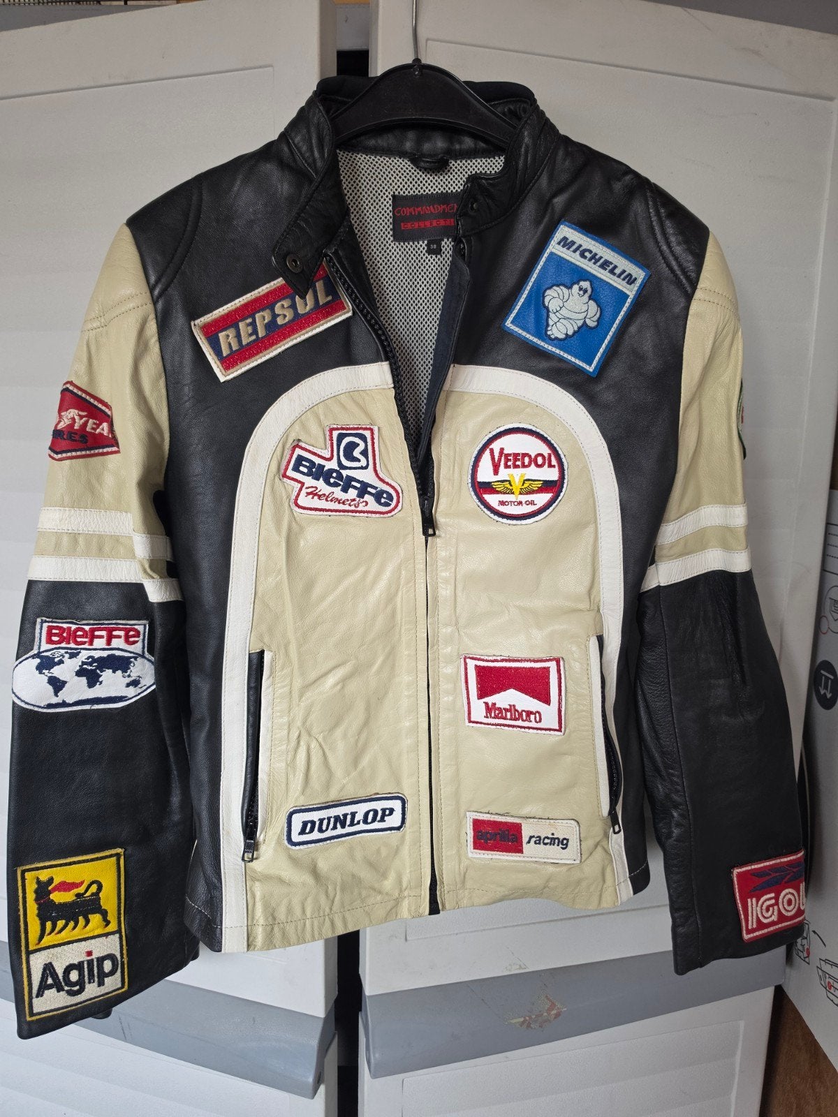 Vintage Leren Motorjas nieuw met Patches - Commando Rac, Ophalen of Verzenden