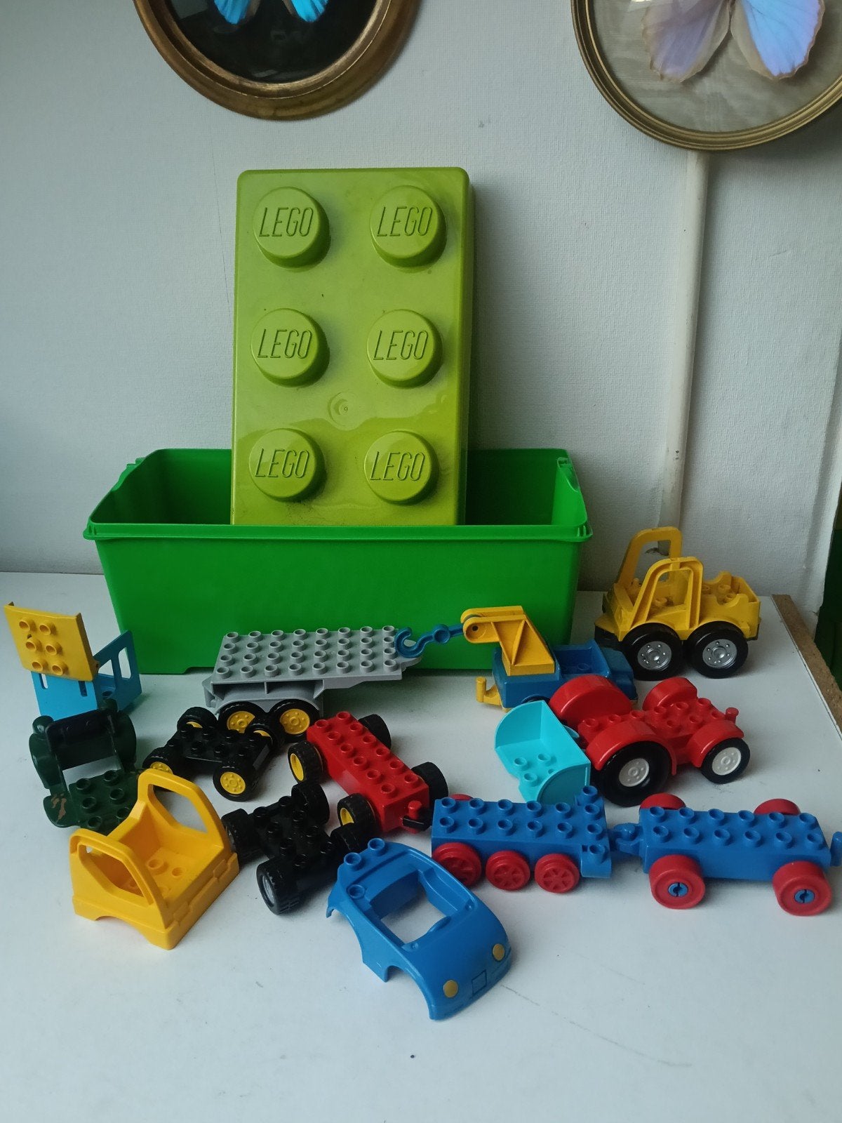 Duplo doos met diverse auto onderdelen, Gebruikt, MOC (eigen creatie), Ophalen of Verzenden, Duplo