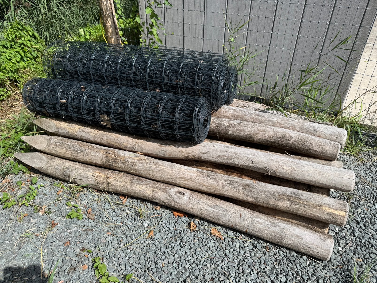24x robinia palen Ø 10cm - 200cm + 70m tuingaas, Tuin en Terras, Palen, Balken en Planken, Ophalen, Palen, Nieuw, Hardhout