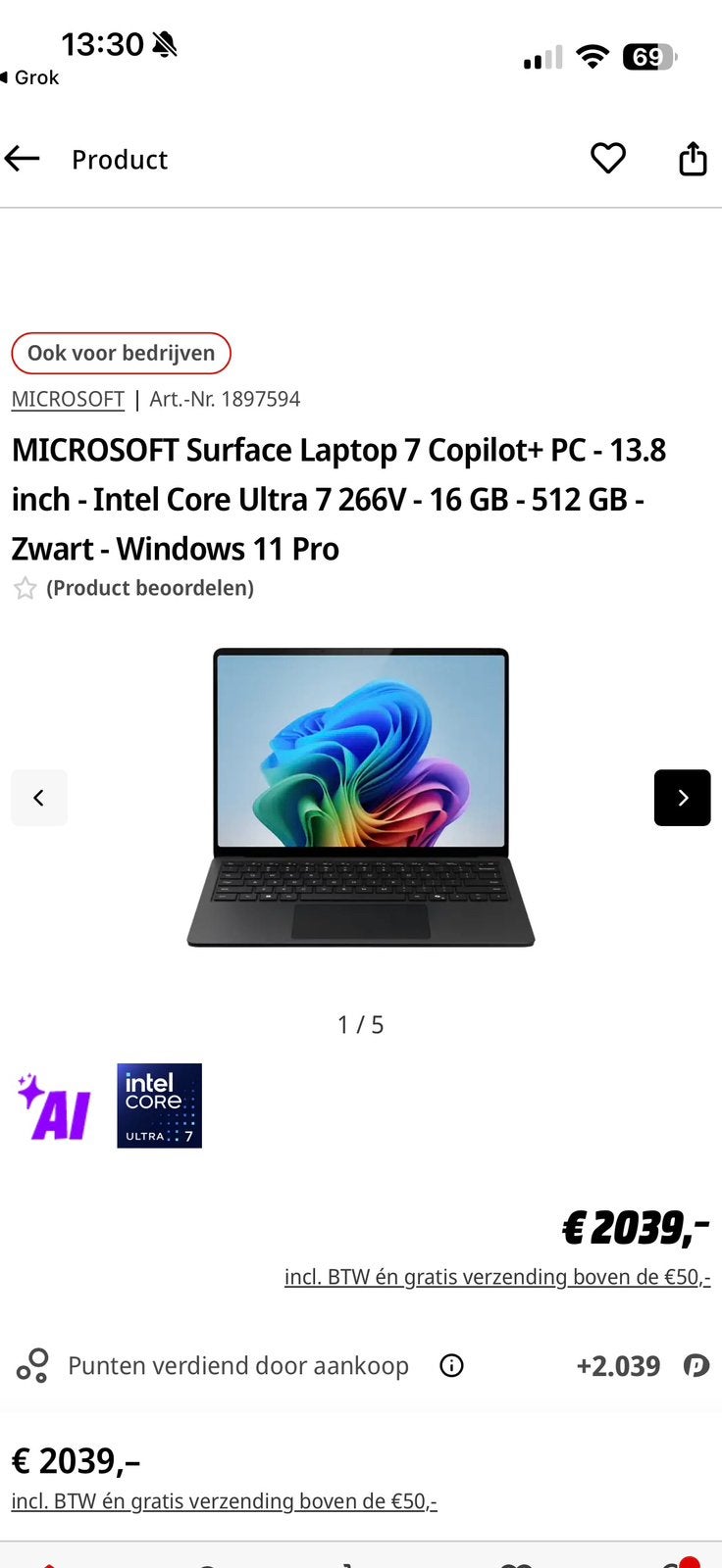 Nieuw in doos : Surface 7 | Ultra 7 266V | 16GB/512GB, Computers en Software, Ophalen of Verzenden, Nieuw, 13 inch, SSD