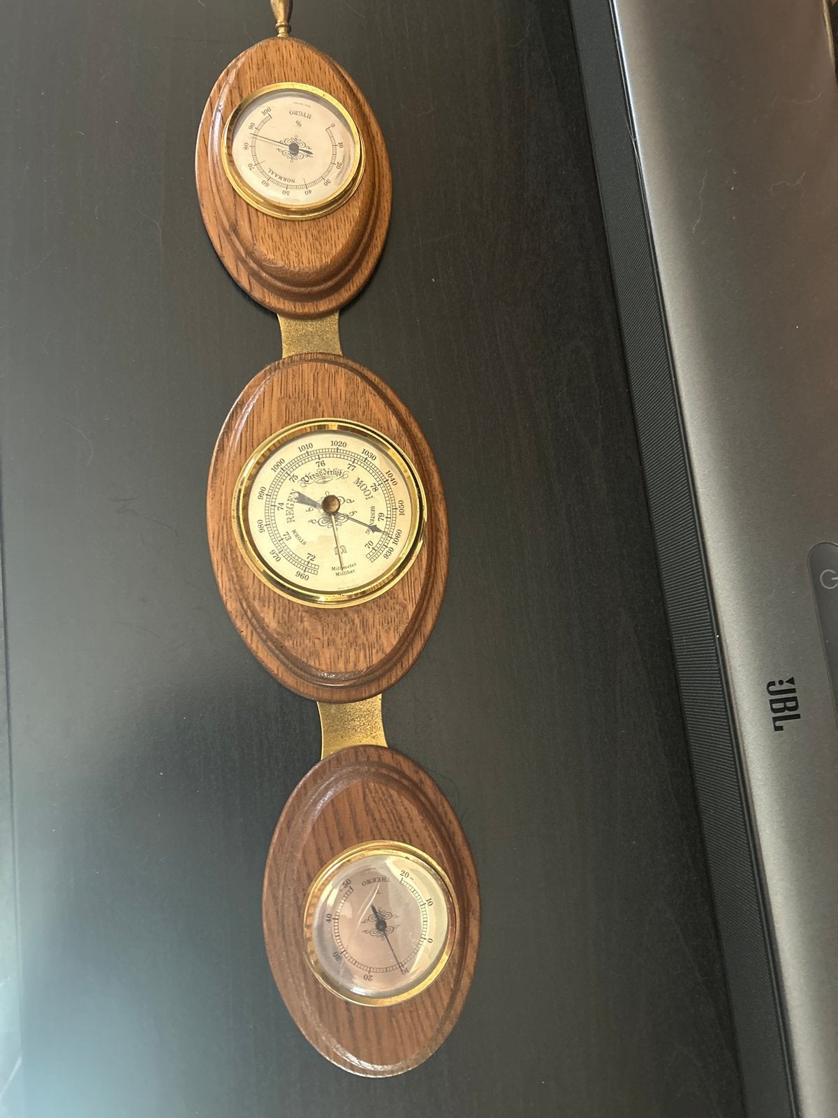 Vintage Weerstation met Barometer, Thermometer, Hygrometer, Ophalen of Verzenden, Zo goed als nieuw, Weerstation