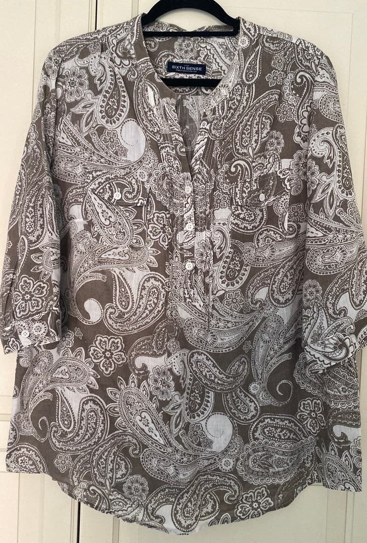 Sixth sense linnen blouse 44/46, Verzenden, Zo goed als nieuw, Blauw, Blouse of Tuniek