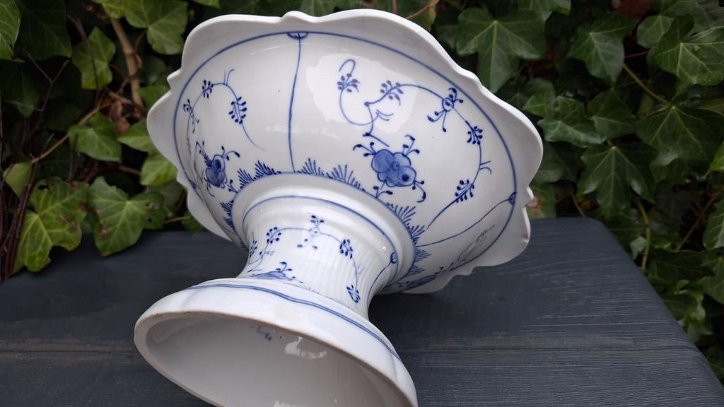 Antieke Rauenstein porseleinen schaal, blauw-wit decor, Ophalen of Verzenden