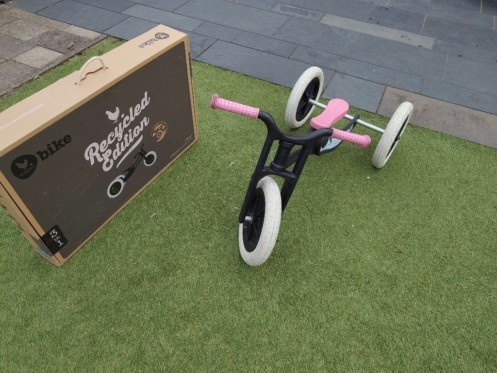 Wishbone Recycled Edition 3-in-1 fiets Roze/Groen/Zwart, Ophalen of Verzenden, Gebruikt, Loopfiets
