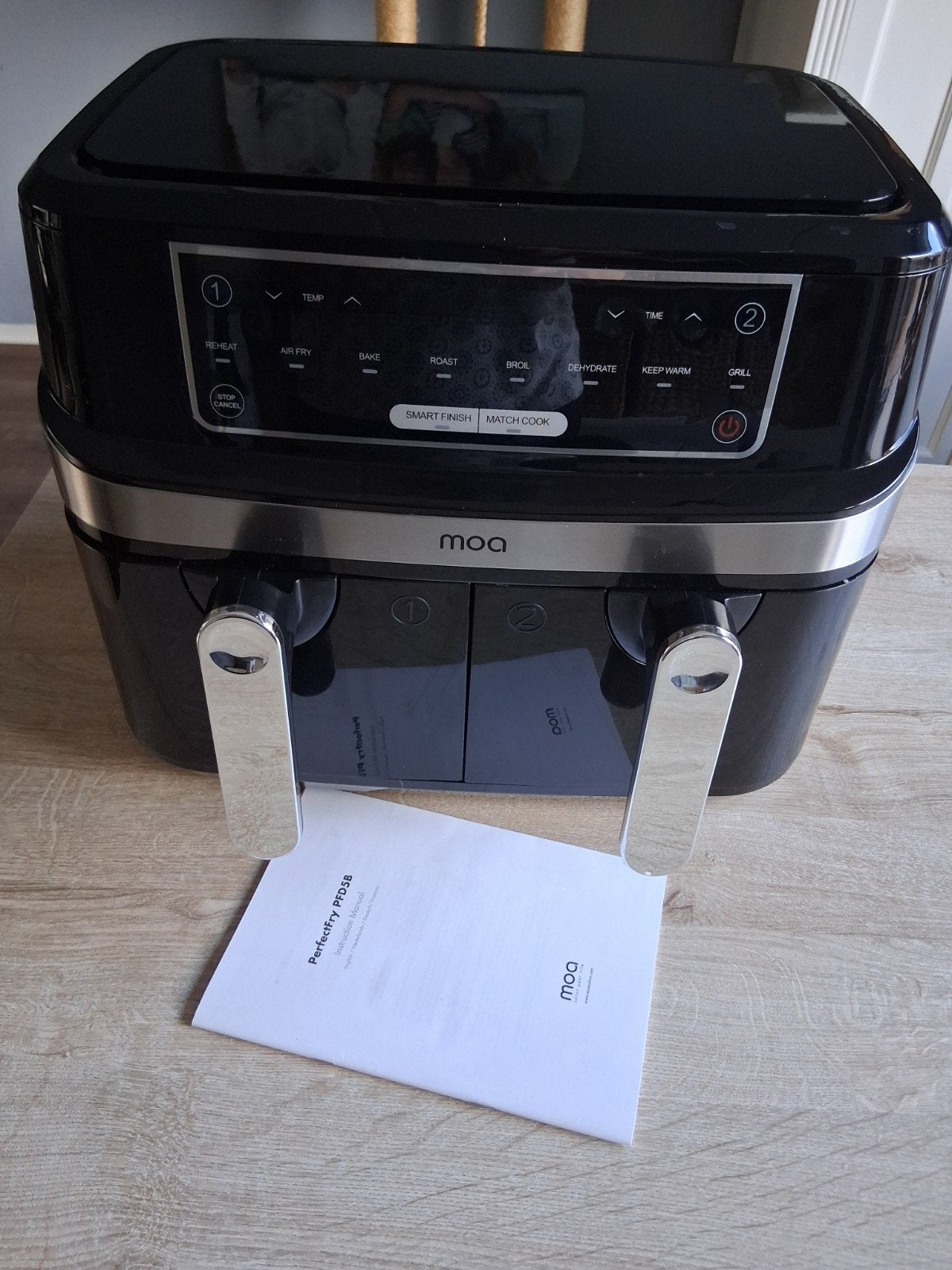 Moa Airfryer - Dubbele manden, Witgoed en Apparatuur, Ophalen, Zo goed als nieuw, Airfryer, 1500 gram of meer