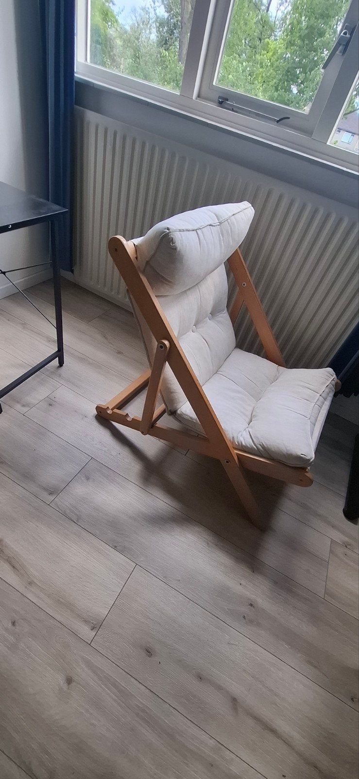 Comfortable folding chair with cushion - Wood & Fabric, Huis en Inrichting, Ophalen of Verzenden