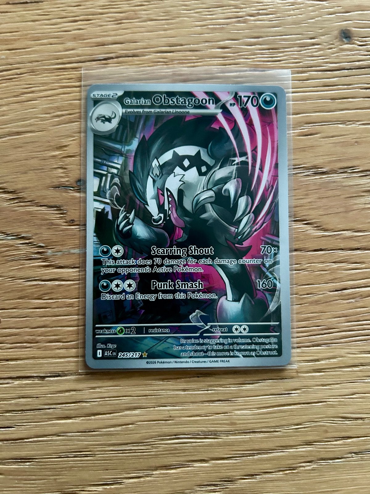 245/217 Galarian Obstagoon, Hobby en Vrije tijd, Ophalen of Verzenden, Nieuw, Losse kaart