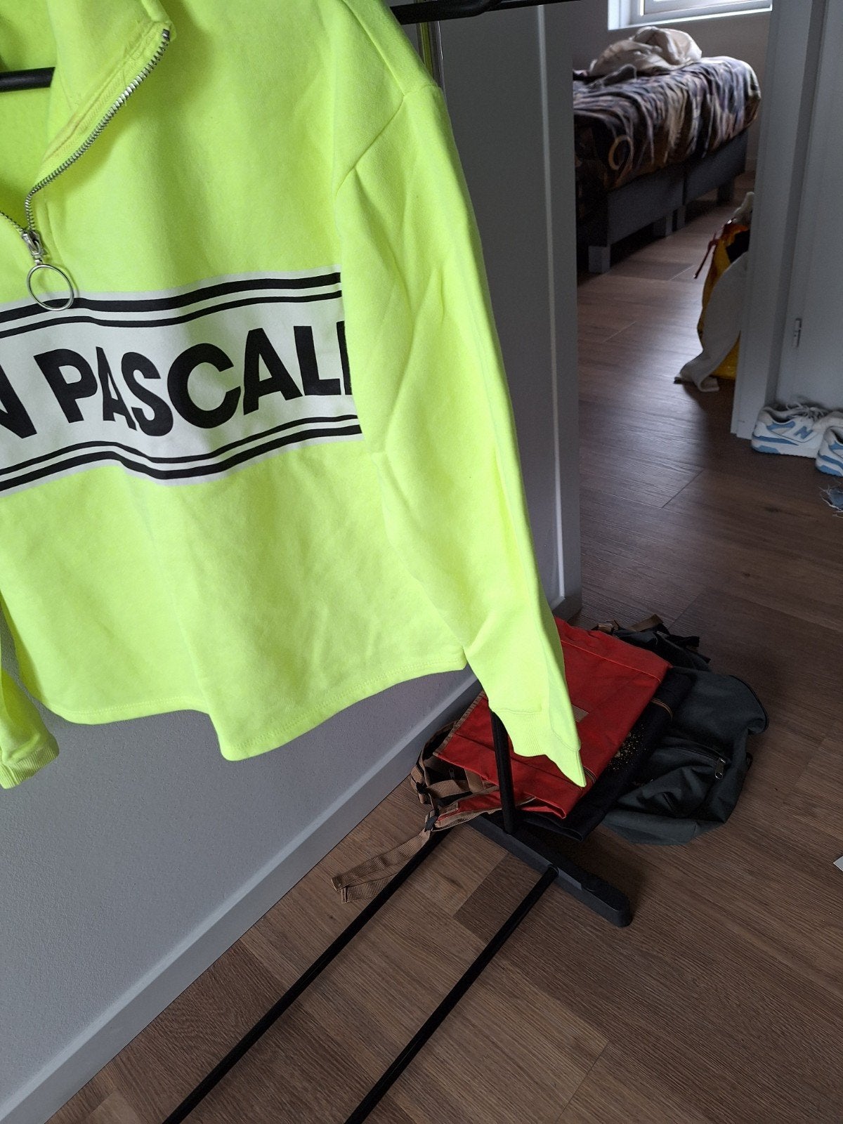 Neon Gele Cropped Trui met Rits - Jean Pascale Maat S, Geel, Ophalen of Verzenden, Jean Pascale, Maat 36 (S)