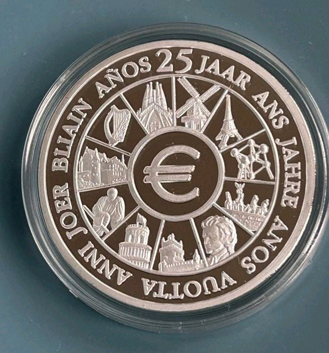 Verzilverde munt, 25 jaar Euro, 2024, Ophalen of Verzenden