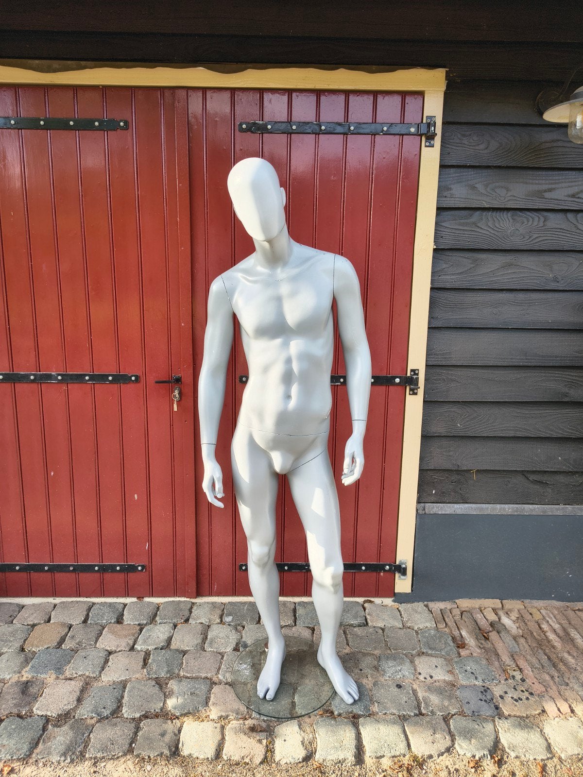 Mannelijke etalagepop & glazen voet – decoratie / Halloweene, Ophalen, Gebruikt
