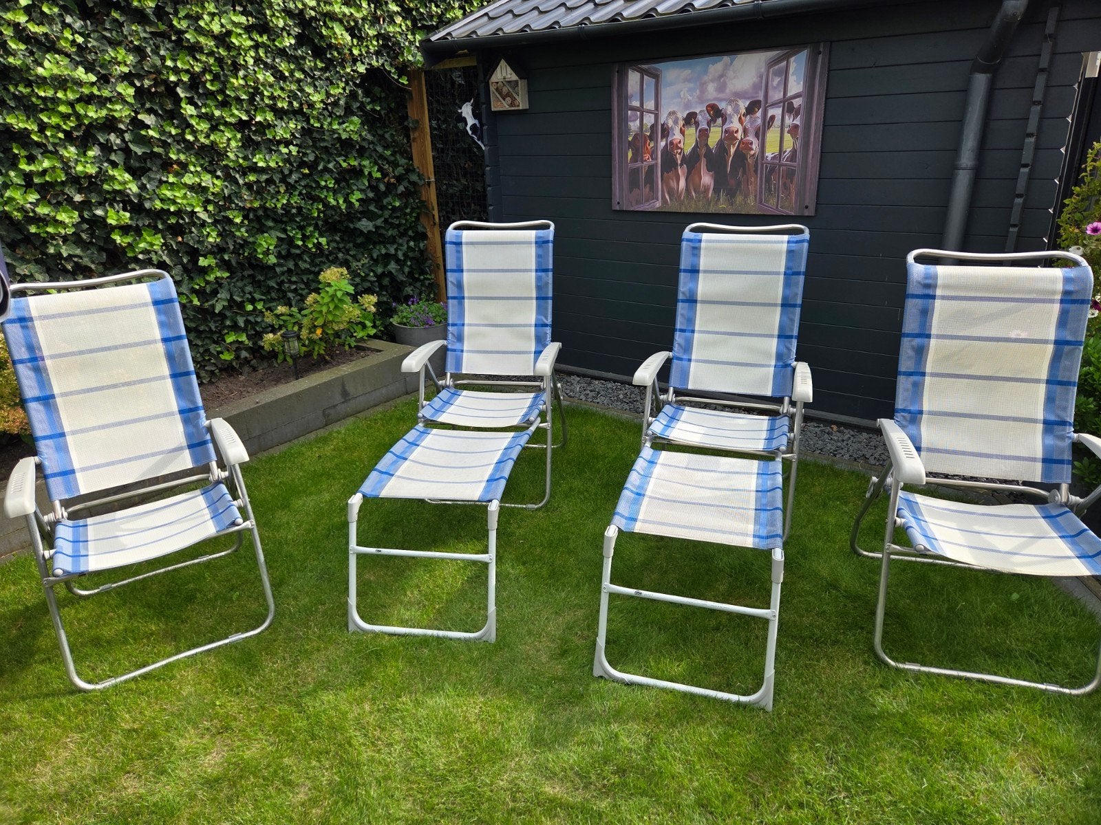 Dukdalf campingstoelen en ligstoelen - set van 4, Ophalen, Gebruikt, Aluminium, Inklapbaar