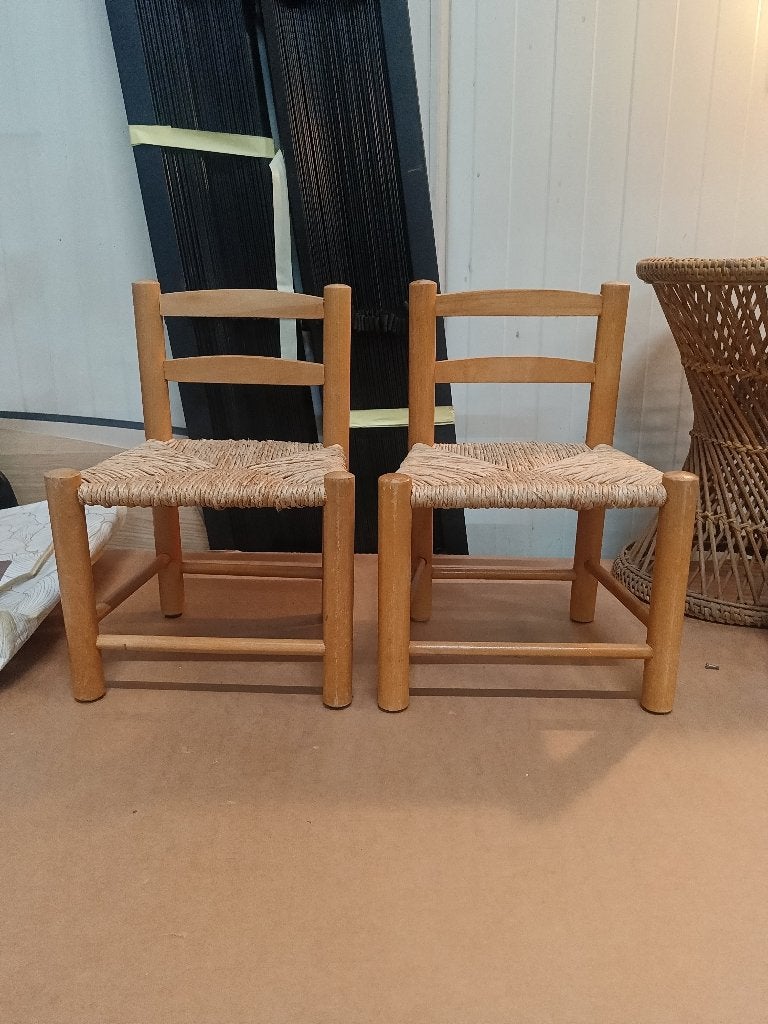Twee houten stoelen met  rieten zitting, Kinderen en Baby's, Ophalen of Verzenden, Zo goed als nieuw, Overige typen