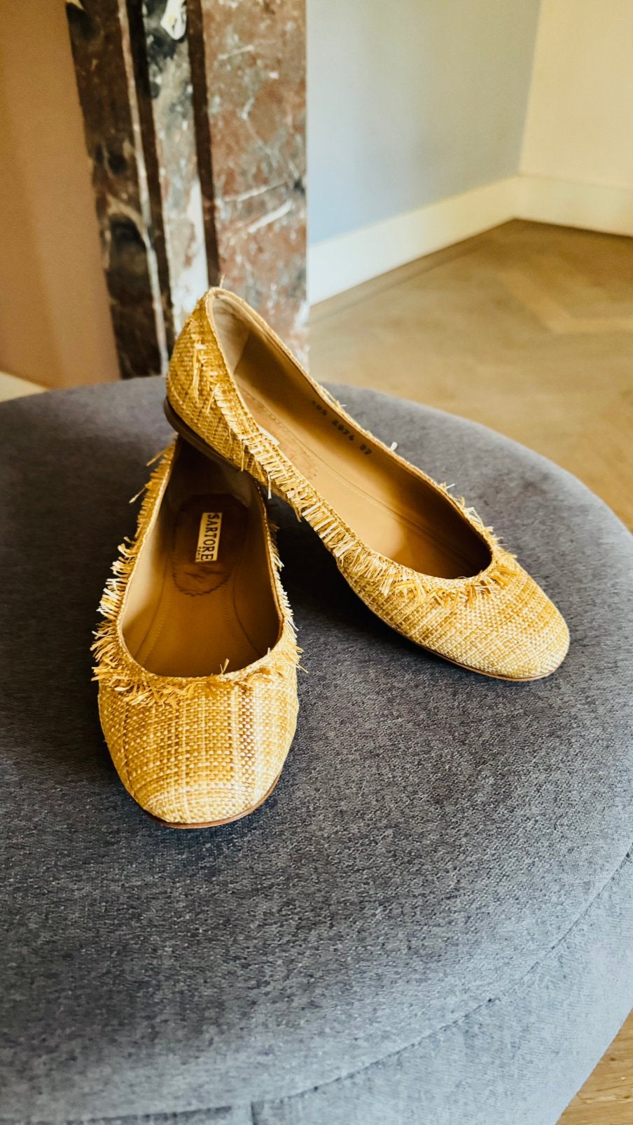 Sartore Ballerina’s Maat 37, Kleding | Dames, Verzenden, Geel, Ballerina's, Zo goed als nieuw