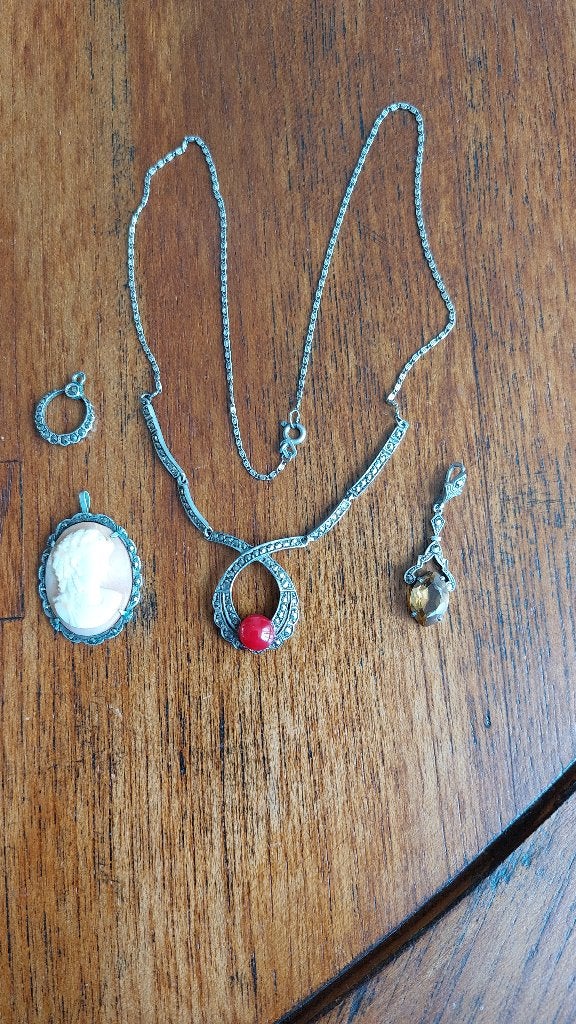 Marcasiet ketting hanger broche art deco set Theodor Fahrner, Ophalen of Verzenden, Overige materialen, Overige typen
