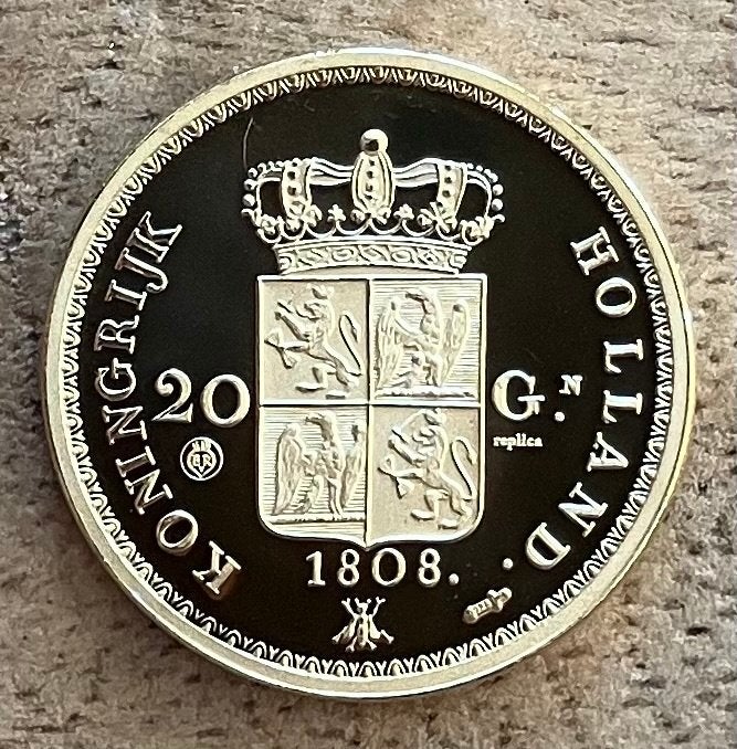 zilveren replica van gouden 20 gulden 1808 Lodewijk Napoleon, Ophalen, Vóór koninkrijk, Zilver, Overige waardes