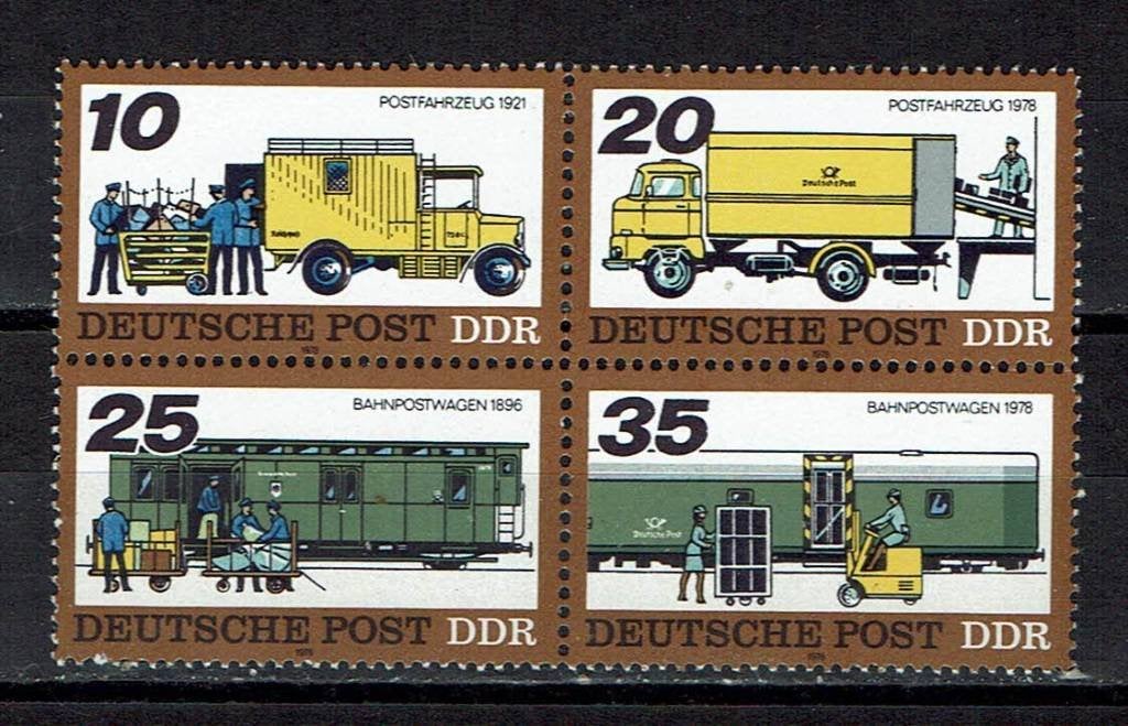 postzegels treinen postvervoer DDR Michel 2299/2302, Ophalen of Verzenden, Postfris, Treinen
