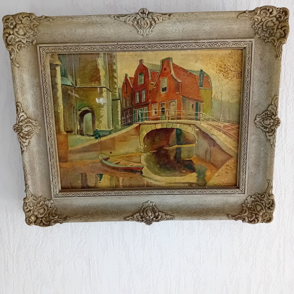 OUD SCHILDERIJ MET BRUG, Ophalen