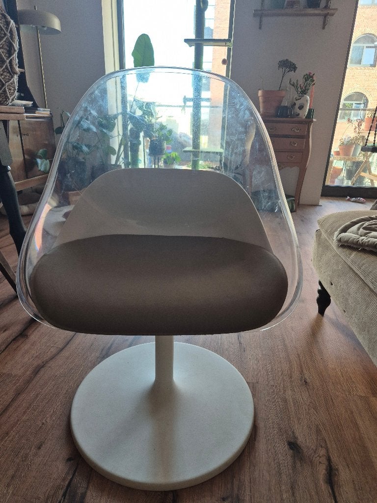 IKEA BALTSAR retro draaistoel: transparant/wit, Huis en Inrichting, Ophalen, Kunststof, Gebruikt, Wit