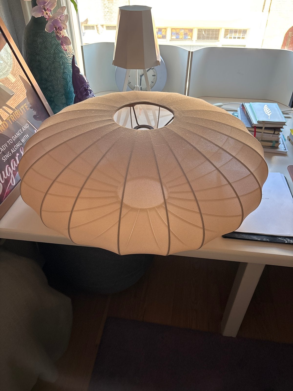 Stijlvolle beige japandi lampenkap - Zo goed als nieuw, Huis en Inrichting, Lampen | Lampenkappen, Beige, Rond, Zo goed als nieuw