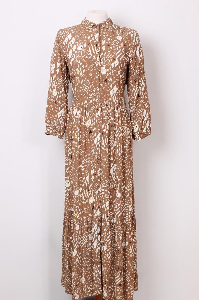 Zomer! Maxi jurk van POM, Kleding | Dames, Bruin, Ophalen of Verzenden, Zo goed als nieuw, Maat 36 (S)