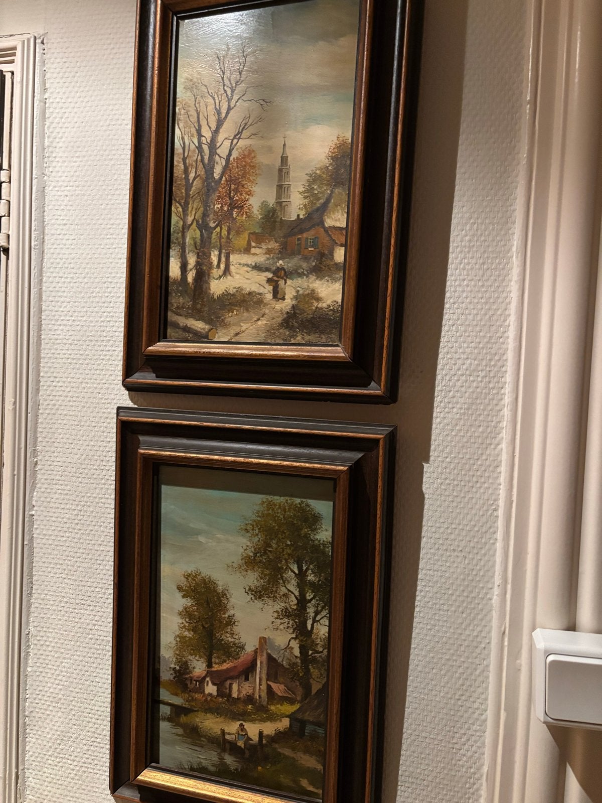 Twee klassieke landschapsschilderijen in lijst, Ophalen, Doek, Landschap, Olieverf