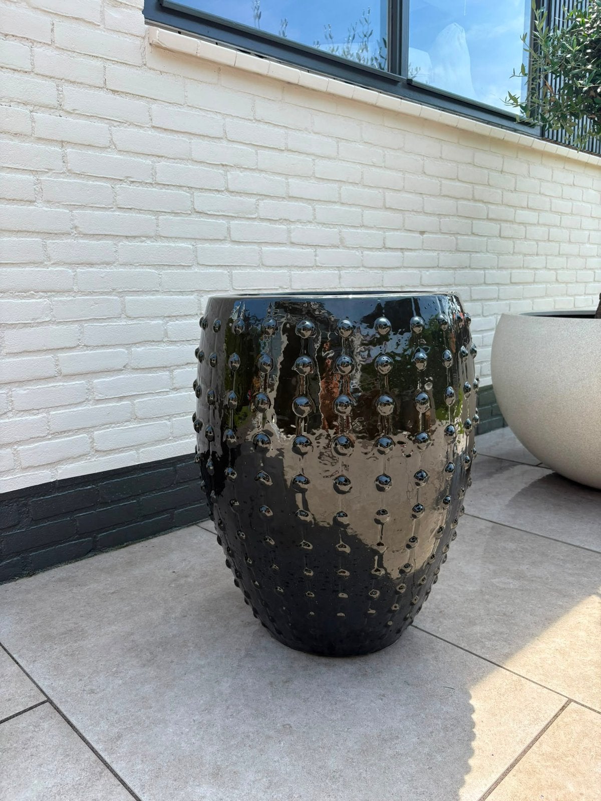 MARE grote bloempot zwart voor buiten 67cm, Ophalen, Overige materialen, Minder dan 60 cm, Rond