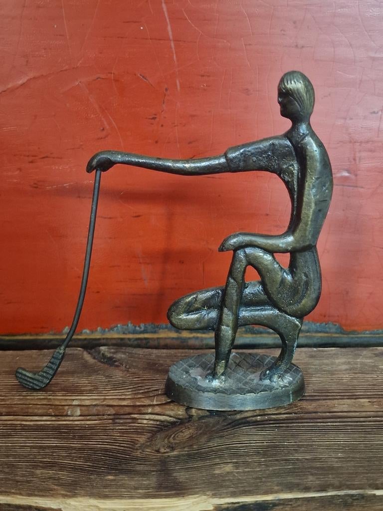 Koperen golfer/ vintage, Ophalen of Verzenden