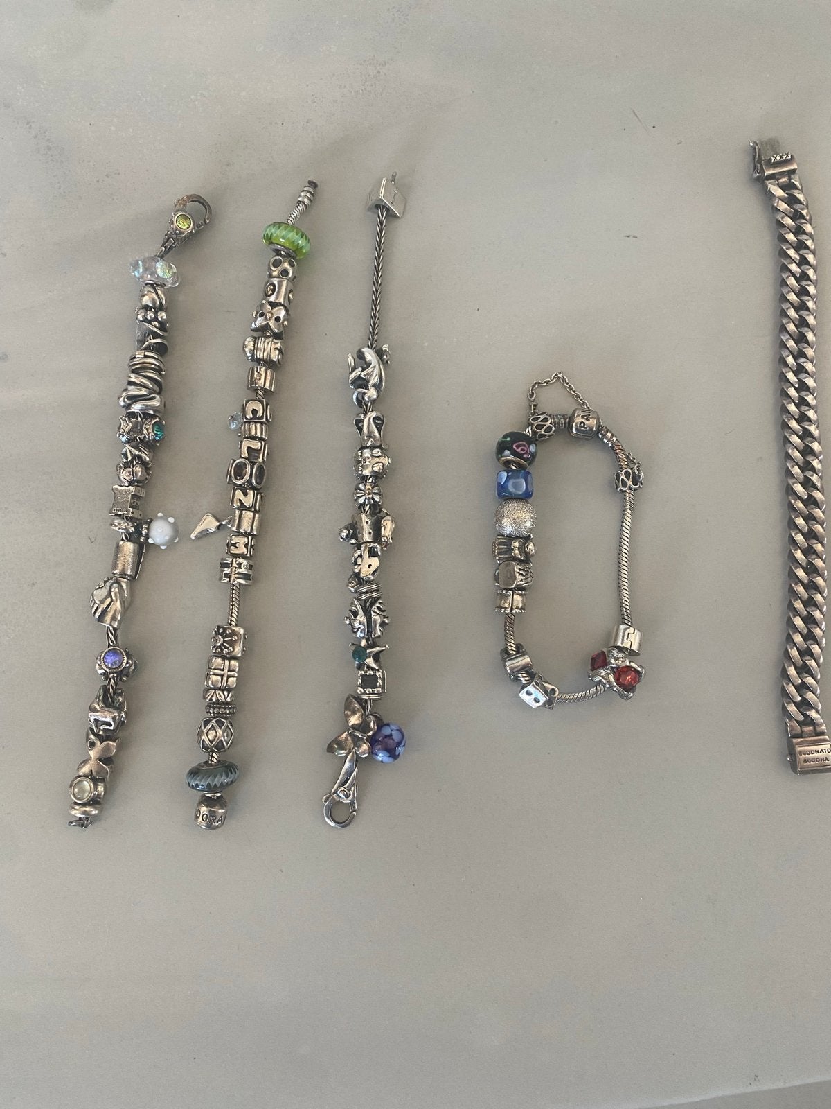 Zilveren pandora, trollbeads en buddha en armbanden, Ophalen of Verzenden, Gebruikt, Zilver, Met bedels of kralen