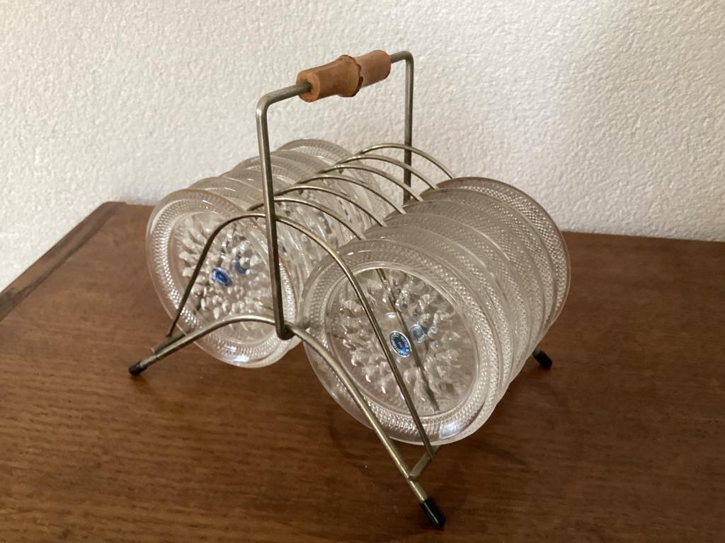 Retro Standaard Draadmodel met 12 Kristallen Onderzetters, Antiek en Kunst, Ophalen of Verzenden