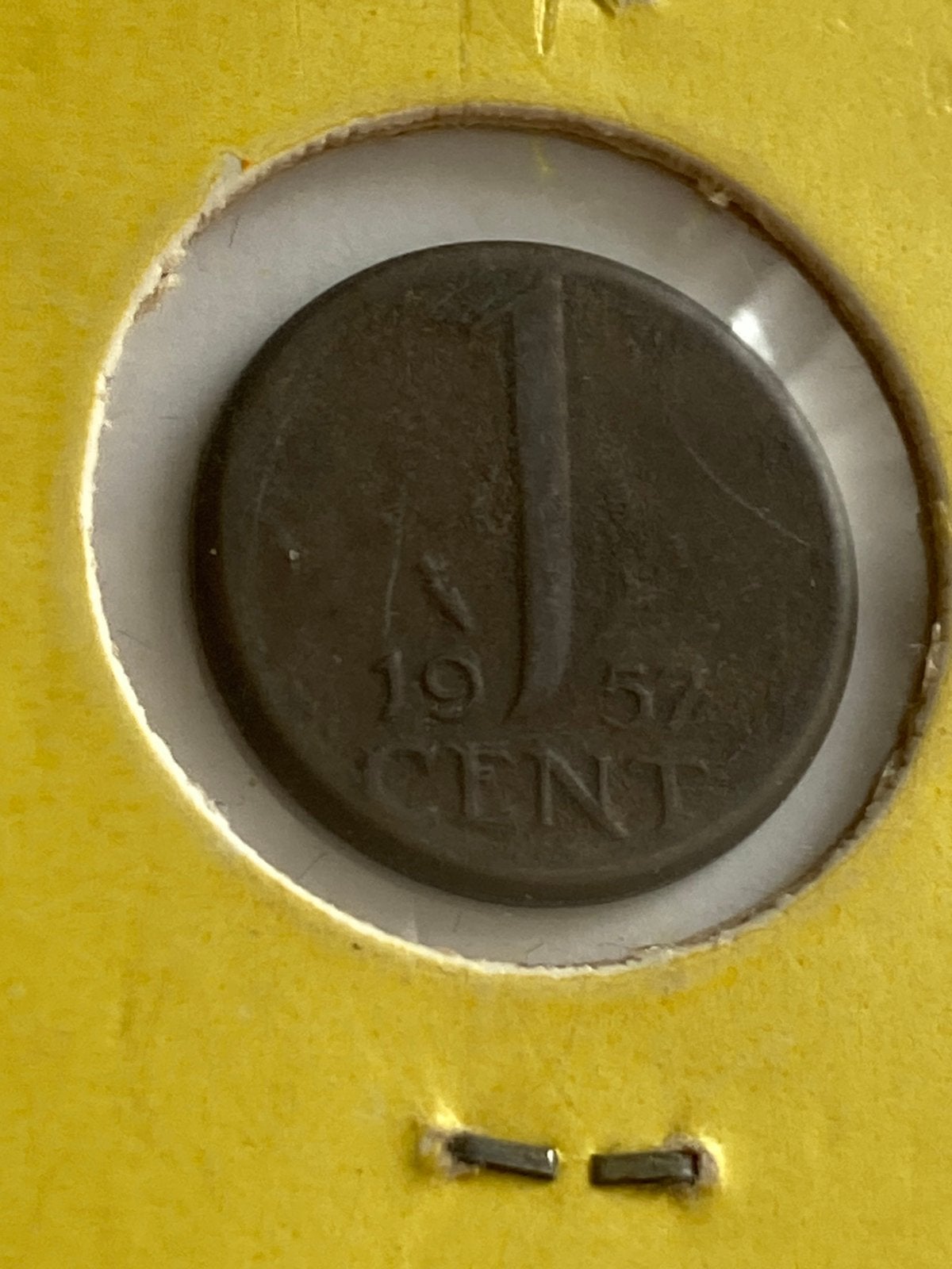 Misdruk 1 cent 1957. Geen rand aan de keerzijde ! Zeldzaam !, Ophalen of Verzenden, Koningin Juliana, 1 cent