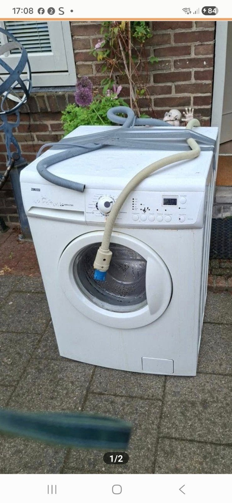 Zanussi wasmachine, Ophalen, Gebruikt, 1200 tot 1600 toeren, 85 tot 90 cm
