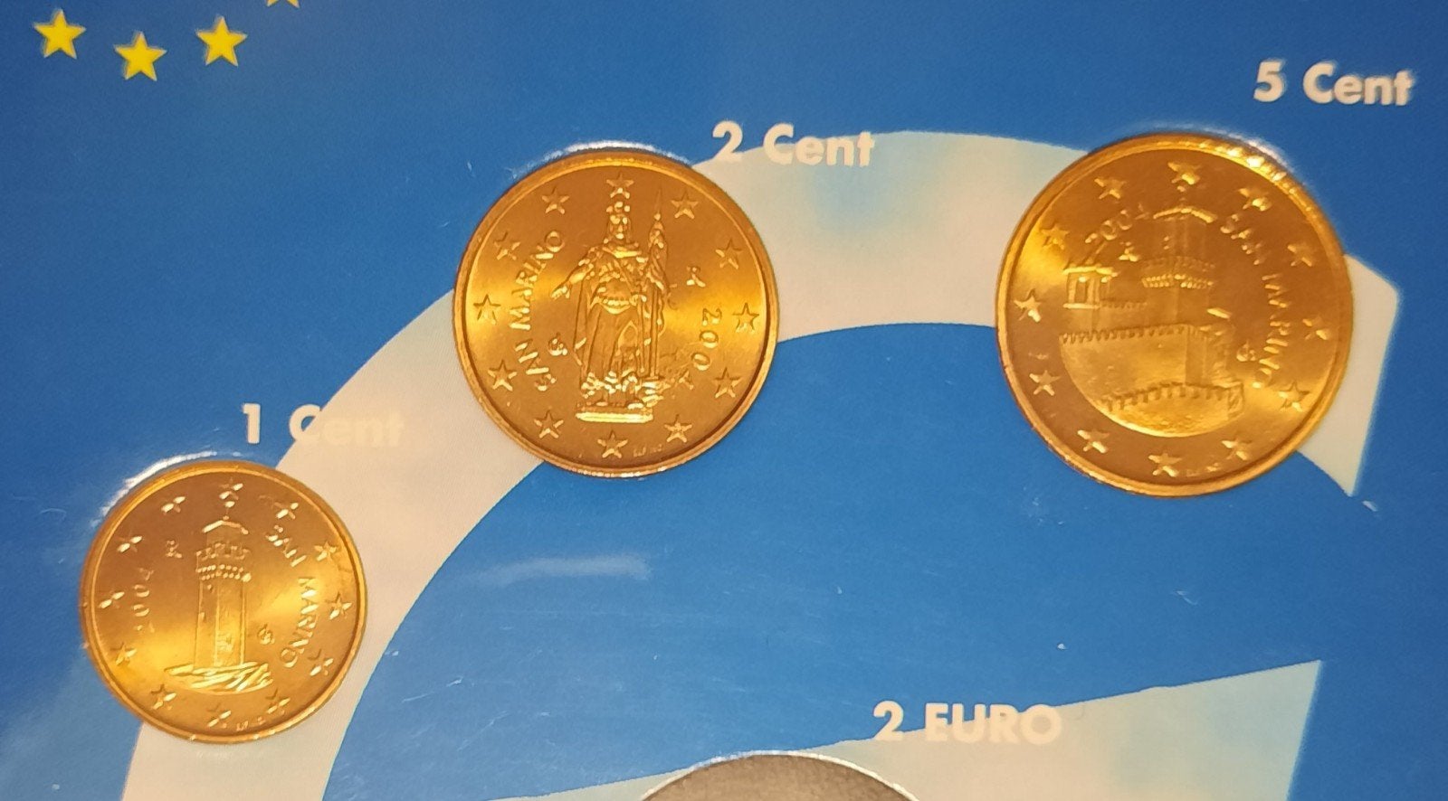 3 muntjes uit San Marino, 5cent, 2cent 1cent  2004, Ophalen, San Marino, Setje