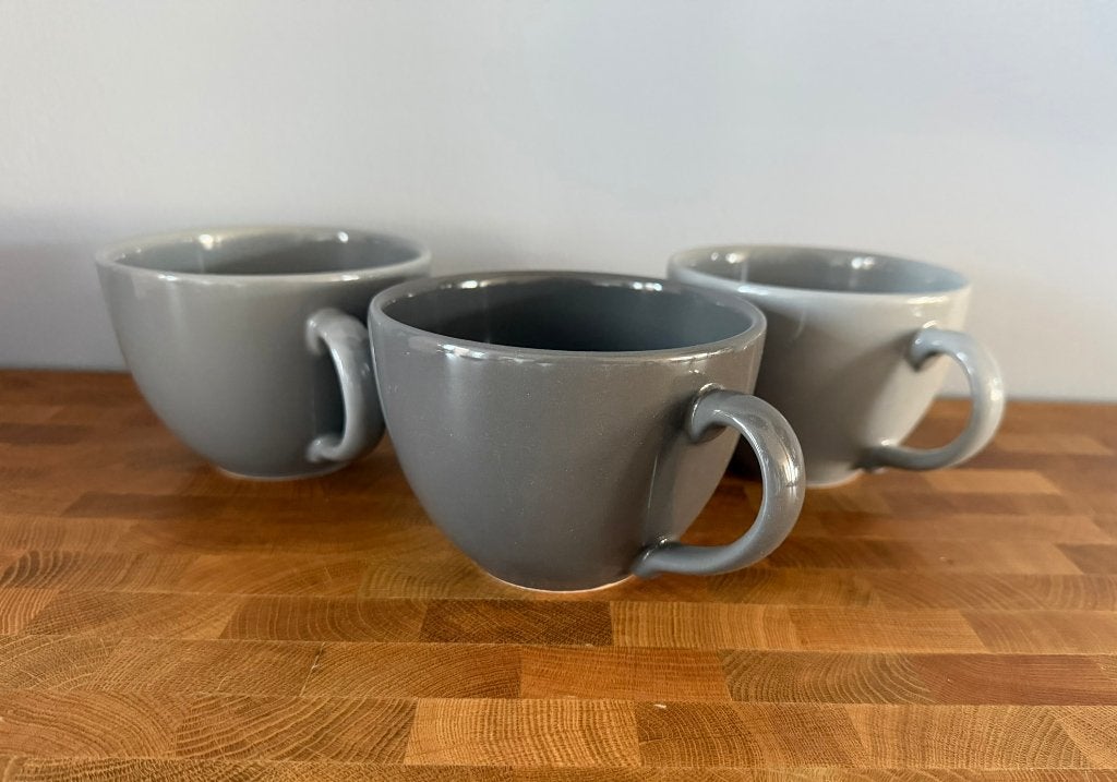 Grote Grijze Koffiekoppen (set van 3), Ophalen, Overige materialen, Overige merken, Zo goed als nieuw