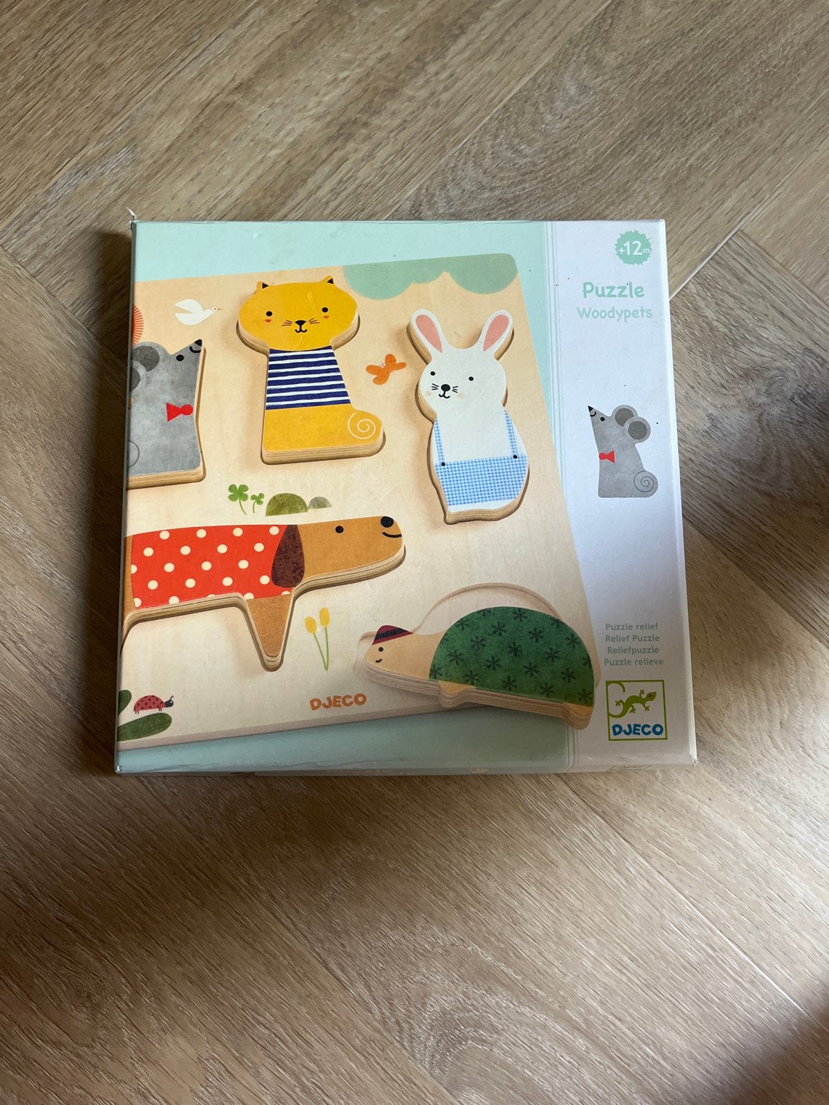 Djeco Woodypets Houten Dieren Puzzel - 12 Stukjes, 2 tot 4 jaar, 10 tot 50 stukjes, Nieuw, Ophalen of Verzenden